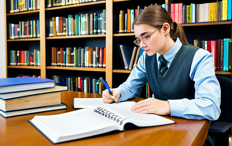 A professional student, fully clothed in modest, comfortable study attire, is seated at a clean wooden desk in a bright, modern study room. The student is deeply focused, with open textbooks and a laptop displaying a complex mind map or concept diagram related to finance. A pen is held thoughtfully, indicating active learning and deep understanding. The background shows a neatly organized bookshelf with various academic books. The overall scene conveys a sense of intellectual engagement and conceptual learning, safe for work, appropriate content, professional dress, perfect anatomy, correct proportions, well-formed hands, proper finger count, natural body proportions, natural pose, professional photography, high quality.