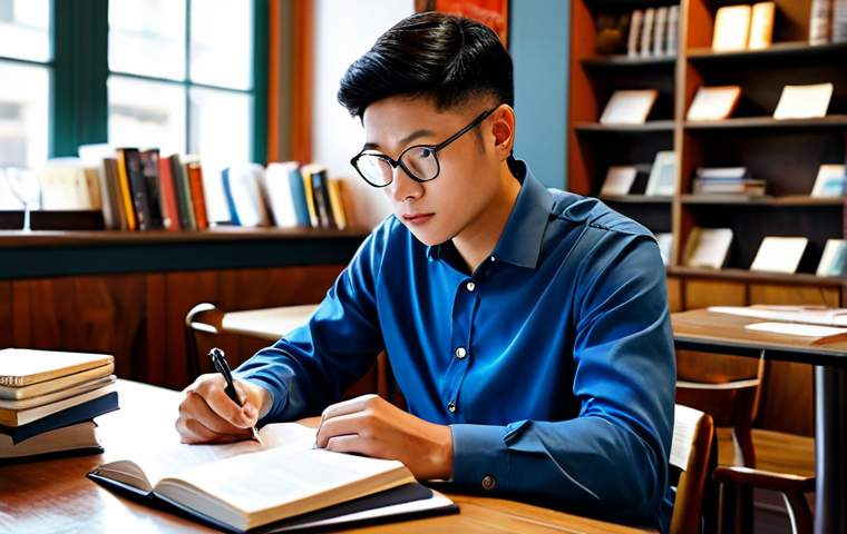 프롬프트:** A dedicated CFA exam candidate engrossed in studying financial statements at a cozy coffee shop, fully clothed, surrounded by books and notes, appropriate attire, safe for work, perfect anatomy, natural proportions, professional photography, high quality, family-friendly.