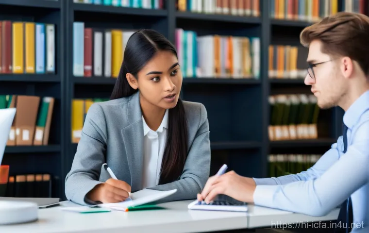 CFA 학습 그룹의 장점 - **Prompt:** A diverse group of four young adults (20s-30s), consisting of men and women from various...