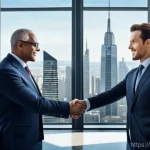 CFA 시험의 최신 변화 - **Left Panel (Private Wealth):** A composed financial advisor in a luxurious, contemporary office, s...