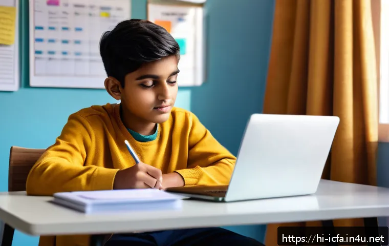 CFA 학습과정의 도전 과제 - A focused young Indian student sitting at a study desk in a cozy room with natural daylight streamin...